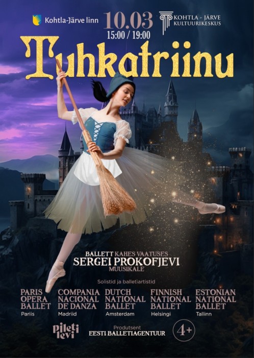 TuhkatriinuBallett kahes vaatuses Sergei Prokofjevi muusikaleKoreograafia Cristiano Principato Solistid ja balletiartistid:Paris Opera Ballet (Pariis)Compañía N