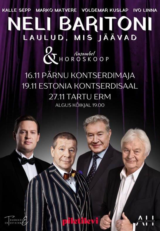 Neli Baritoni & Laulud, Mis Jäävad. Voldemar Kuslap, Ivo Linna, Marko Matvere, Kalle Sepp & Ansambel Horoskoop