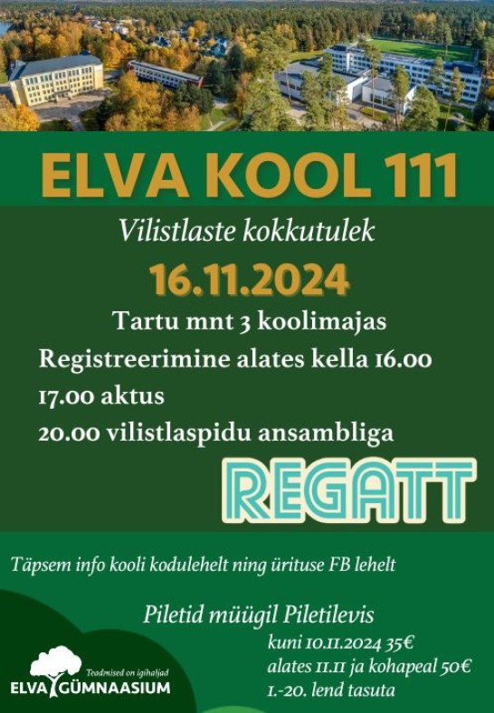 Elva Kool 111- kooli kokkutulek. Peoõhtu ansambliga Regatt