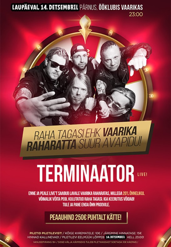 Terminaator live x Pärnu, ööklubi Vaarikas