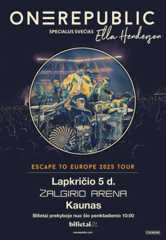 OneRepublic Escape To Europe 2025 Tour 05.11.2025 Kauno Žalgirio